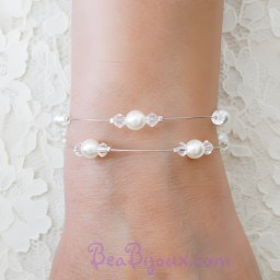 Bracelet mariage double rang blanc cristal  BR1275A