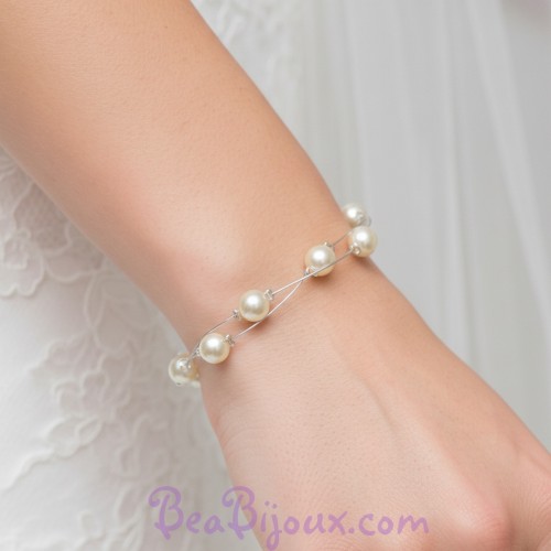 Bracelet de mariage perles nacrées ivoire