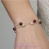 Bracelet perles ivoire et bordeaux BR1184A