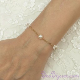 Bracelet Mariage Perles et Verre Facetté Doré BR5008