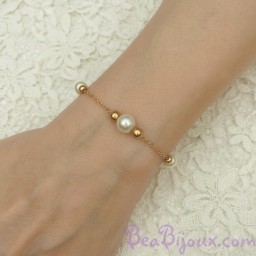 Bracelet mariage perles nacrées et dorées BR5009