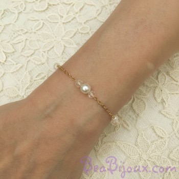 Bracelet mariage blanc et verre facetté BR5011