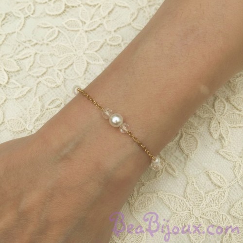 Bracelet mariage blanc et verre facetté