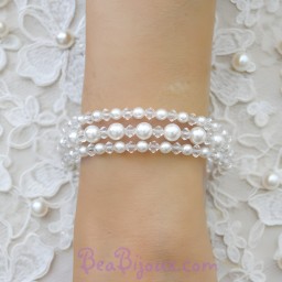 Bracelet mariage 3 rangs blanc cristal BR1260A