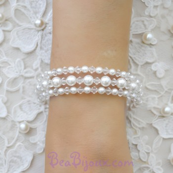 Bracelet mariage 3 rangs blanc cristal BR1260A