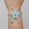 Bracelet mariage fleur bleu turquoise blanc BR1285A