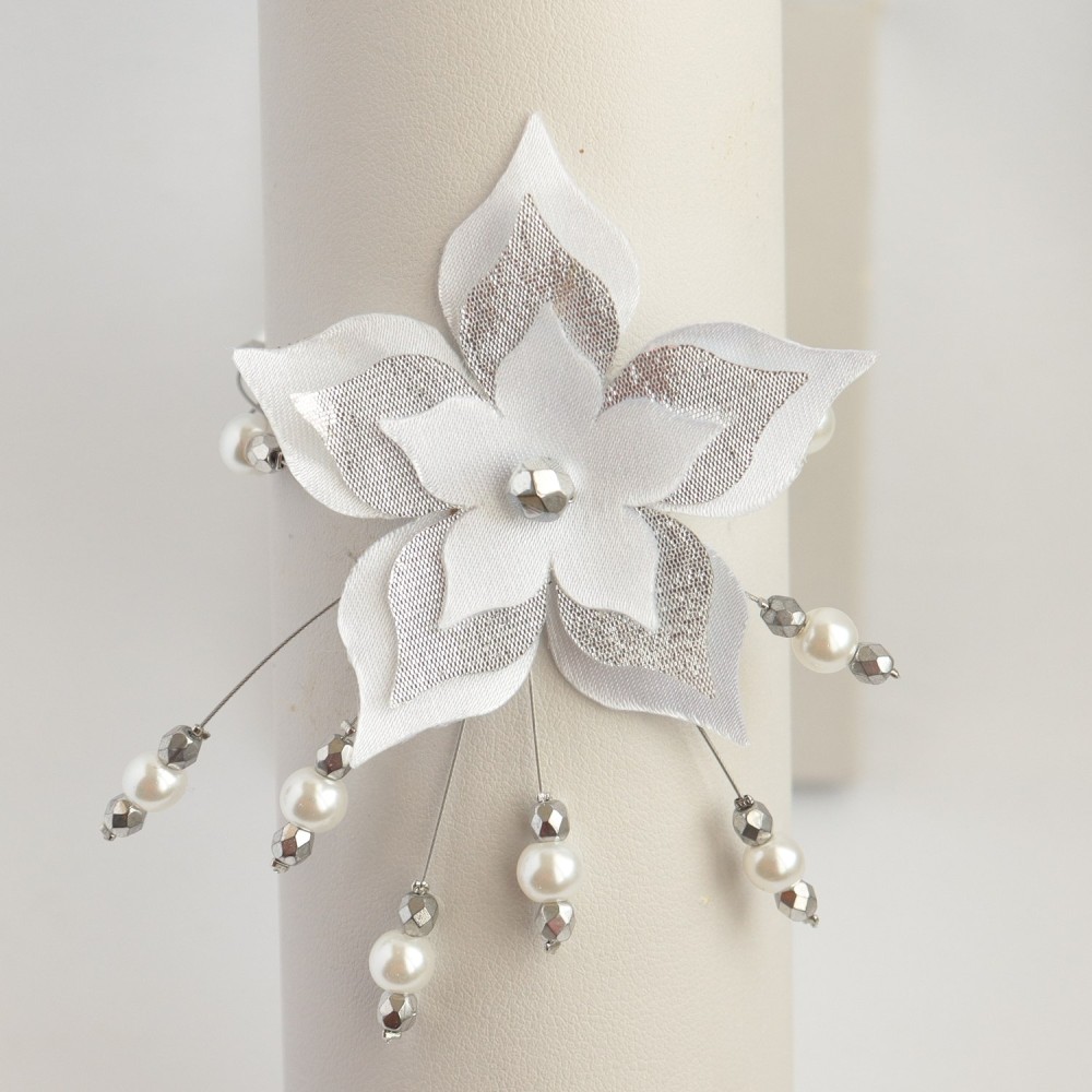 Bracelet mariage fleur blanc argent Bracelet mariage fleur blanc argent