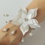 Parure de Mariage Fleurs Satin Blanc et Argent - PA1270A