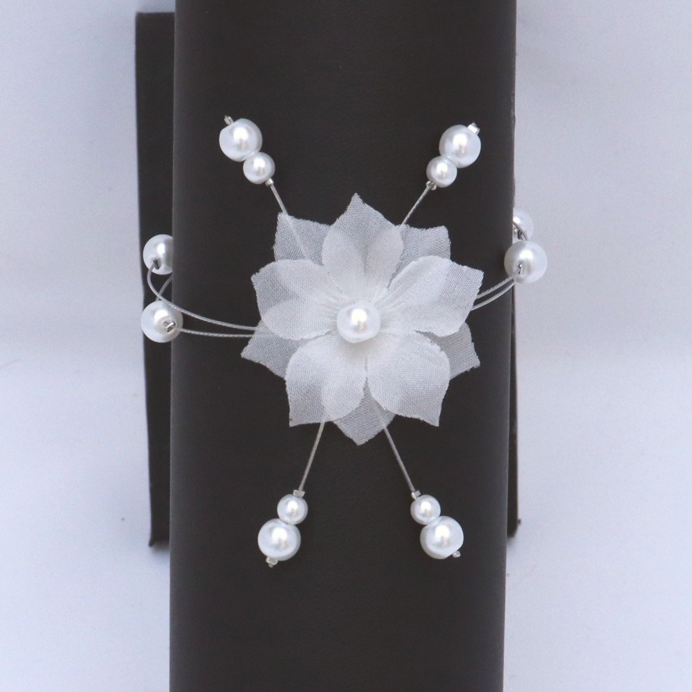 Bracelet mariage fleur soie blanc Bracelet mariage fleur soie blanc