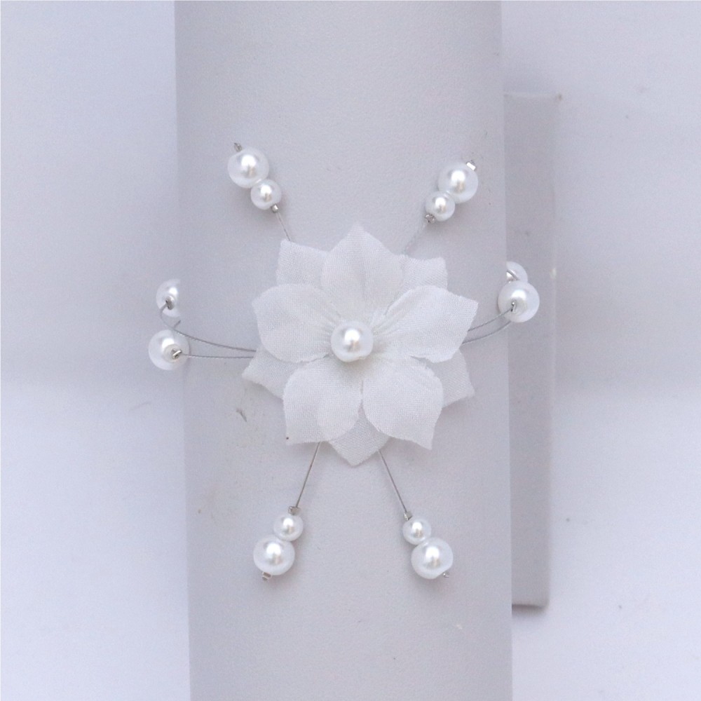 Bracelet mariage fleur soie blanc Bracelet mariage fleur soie blanc