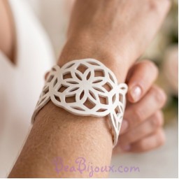Bracelet mandala blanc simili cuir BR7002