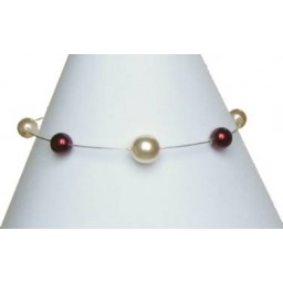 Bracelet mariage perles ivoire et bordeaux BR1135A