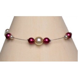 Bracelet perles ivoire et bordeaux BR1140A