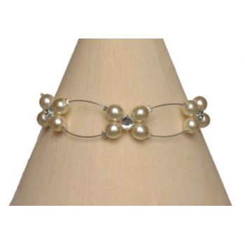 Bracelet perles ivoire et strass BR1143B
