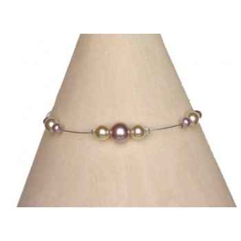 Bracelet perles ivoire et parme BR1148A