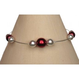 Bracelet perles rouge et blanc BR1149A