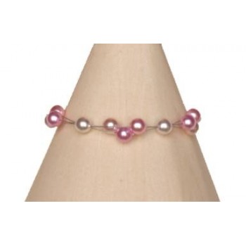 Bracelet perles blanc et rose BR1153A
