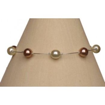 Bracelet perles ivoire et cappuccino BR1164A