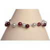 Bracelet perles blanc et bordeaux BR1166A