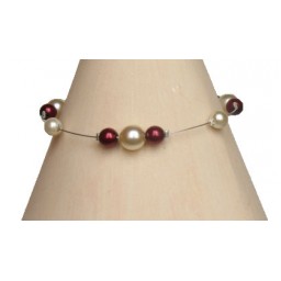 Bracelet perles ivoire et bordeaux BR1170A