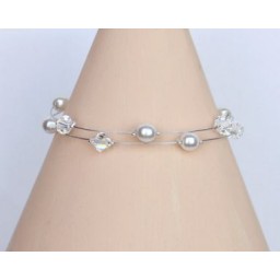 Bracelet mariage perles blanches et cristal BR1204A