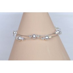 Bracelet mariage perles blanches et cristal BR1204B