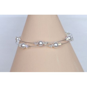 Bracelet mariage perles blanches et cristal BR1204B