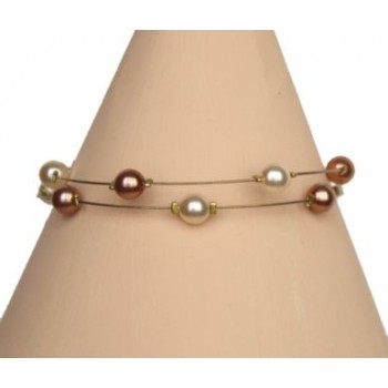 Bracelet mariage perles ivoire cappuccino BR1208A