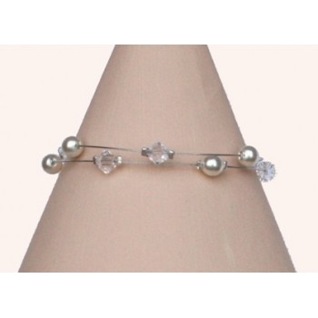 Bracelet mariage perles blanc cassé et cristal BR1215A
