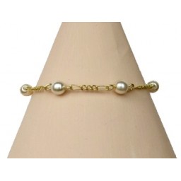 Bracelet perles ivoire et doré BR2029A