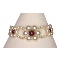 Bracelet perles ivoire et bordeaux BR4251Z