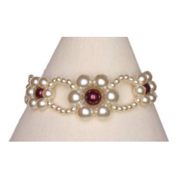 Bracelet perles ivoire et bordeaux BR4251Z
