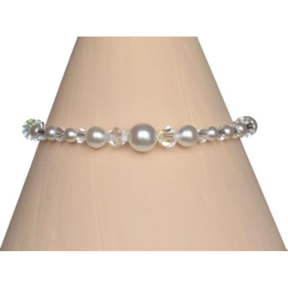 Bracelet mariage blanc et cristal Bracelet mariage blanc et cristal