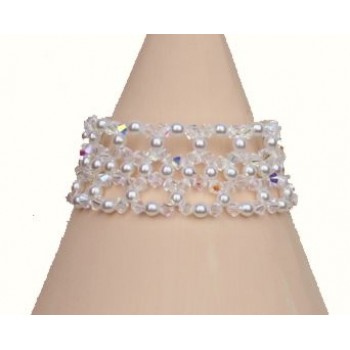 Bracelet mariage perles blanches et cristal BR4277A