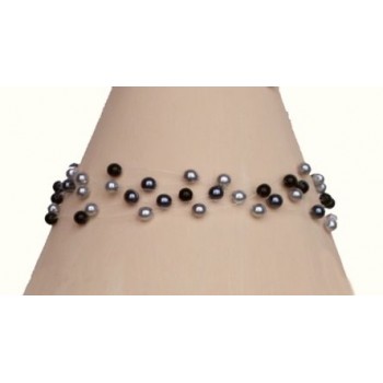 Bracelet mariage perles grises et noir BR4278A
