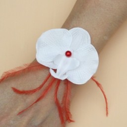 Bracelet mariage orchidée blanc et rouge BR1278A