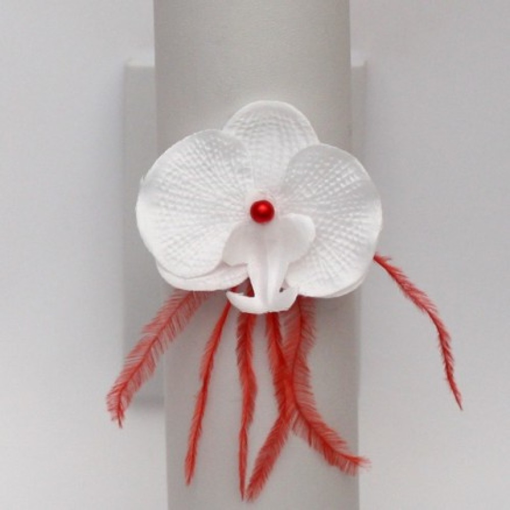 Bracelet mariage orchidée blanc et rouge