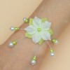Bracelet mariage fleur blanc et vert anis BR1277A
