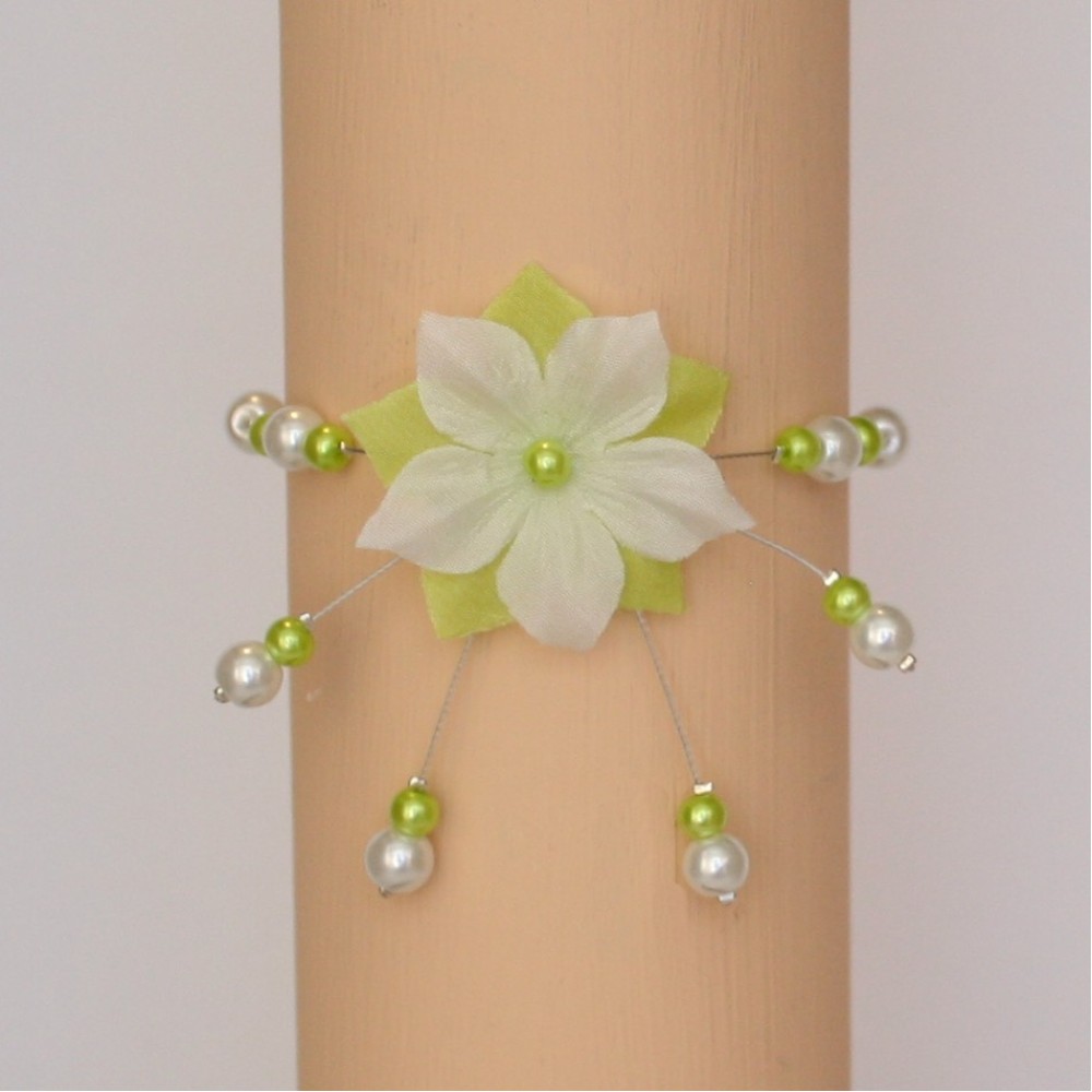 Bracelet mariage fleur blanc et vert anis