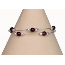 Bracelet mariage blanc et bordeaux BR1222A