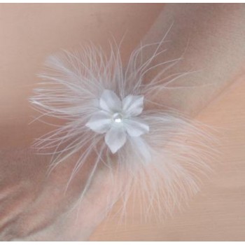 Bracelet fleur plumes blanc BR1242B