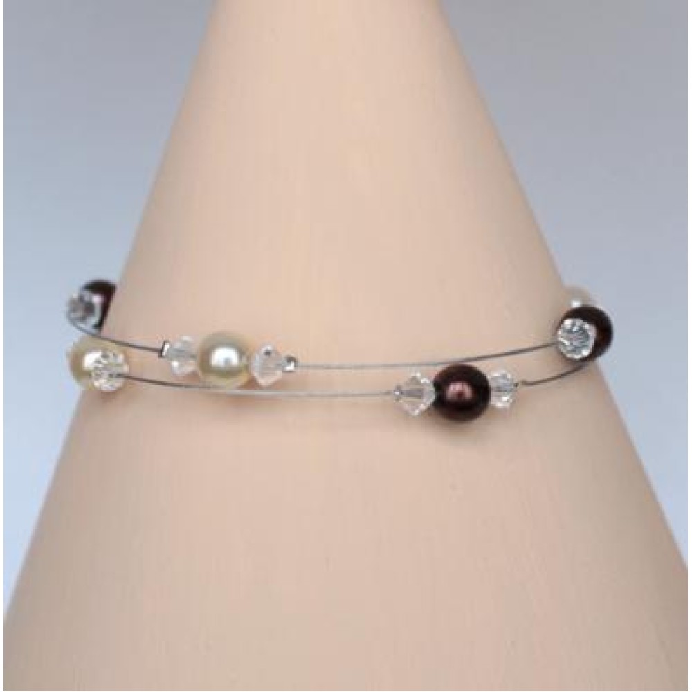 Bracelet mariage ivoire foncé chocolat cristal Bracelet mariage ivoire foncé chocolat cristal