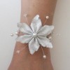 Bracelet blanc cristal fleur argent BR1253A