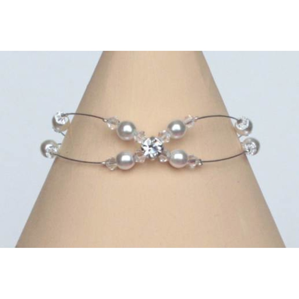 Bracelet mariage blanc cristal et strass Bracelet mariage blanc cristal et strass