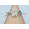 Bracelet mariage ivoire chocolat fleur plumes BR1217A