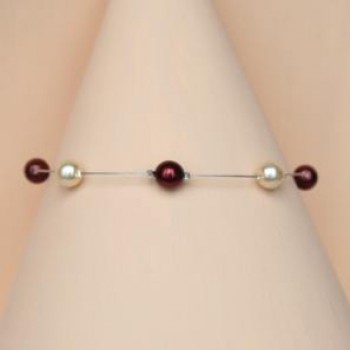 Bracelet mariage ivoire et bordeaux BR1251A