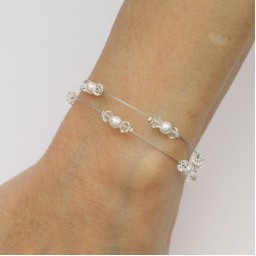 Bracelet mariage double rang blanc cristal  BR1275A