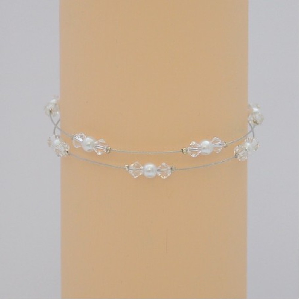 Bracelet mariage double rang blanc cristal 