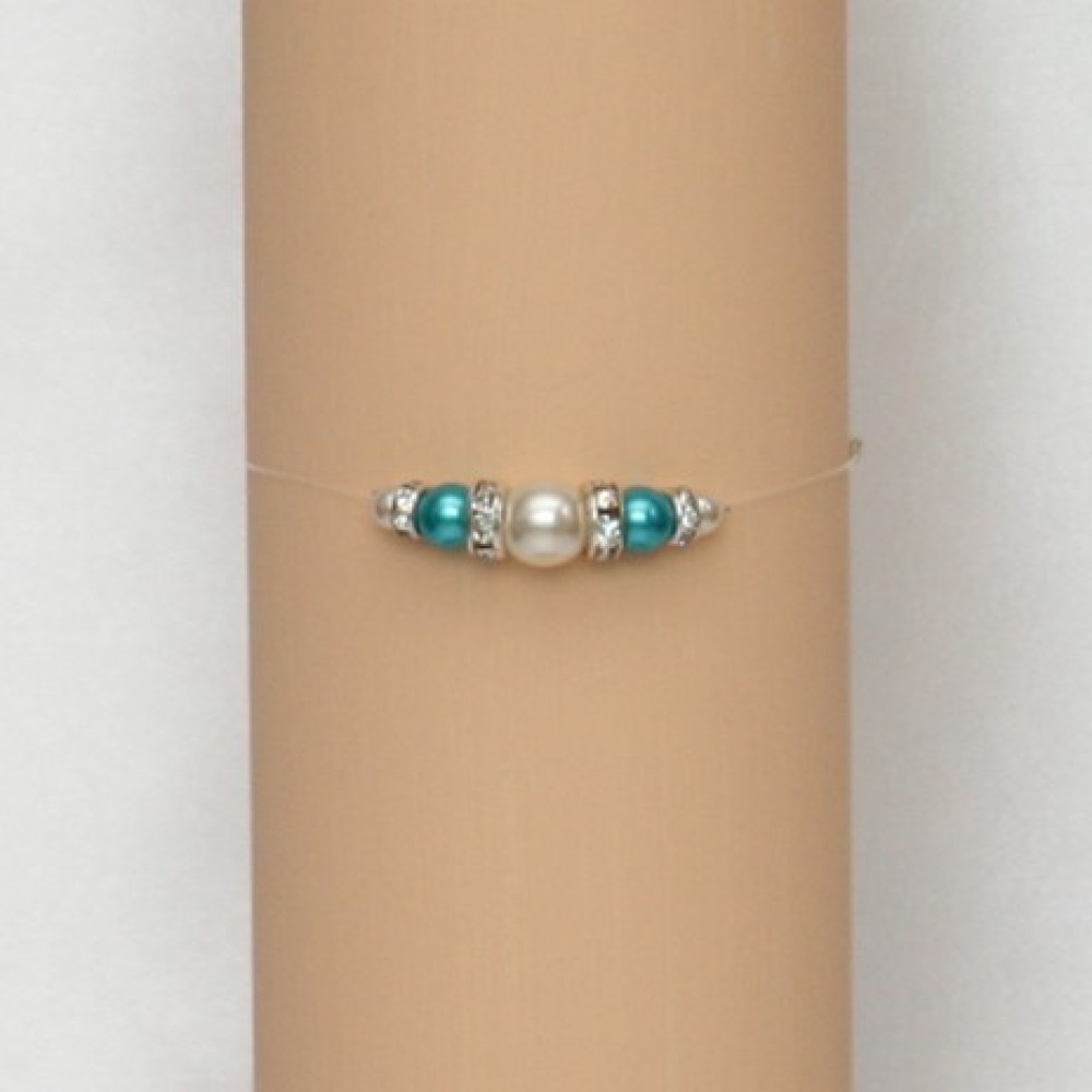 Bracelet mariage blanc turquoise strass