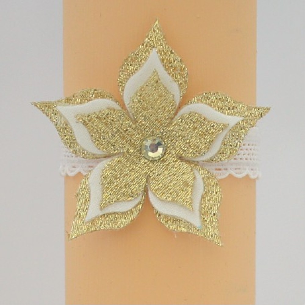 Bracelet mariage fleur blanche et or